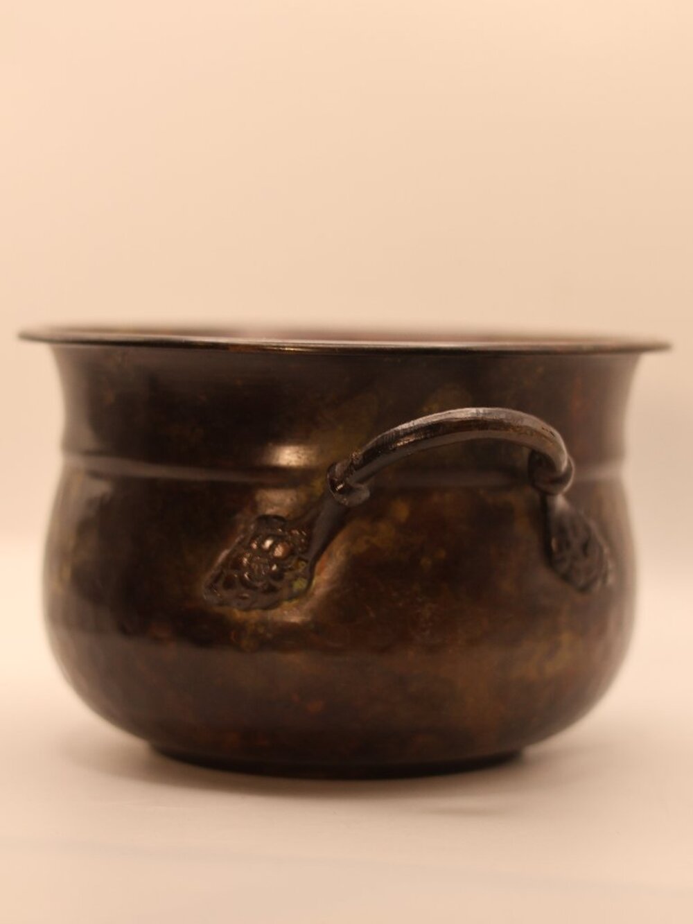 Vintage Copper Cauldon Planter Pot with Brass Handles & Aged Patina